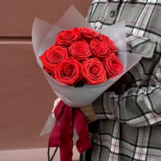 Monobuket od 9 crvenih ruza