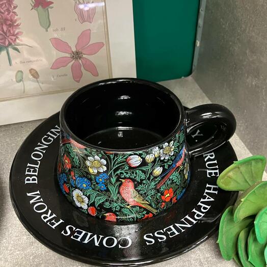 Чайная пара «Цветущие сады» черная керамическая