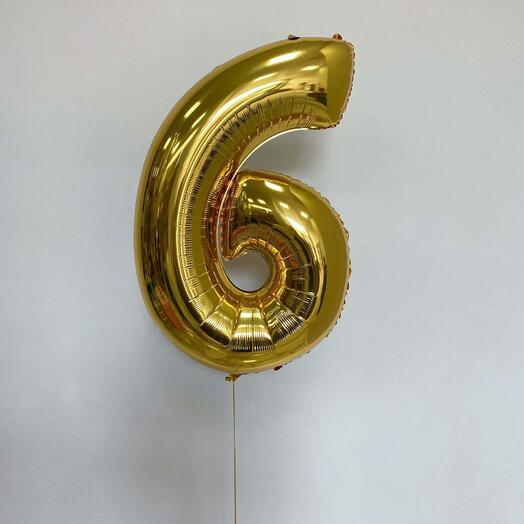 Шар Цифра 6 золото