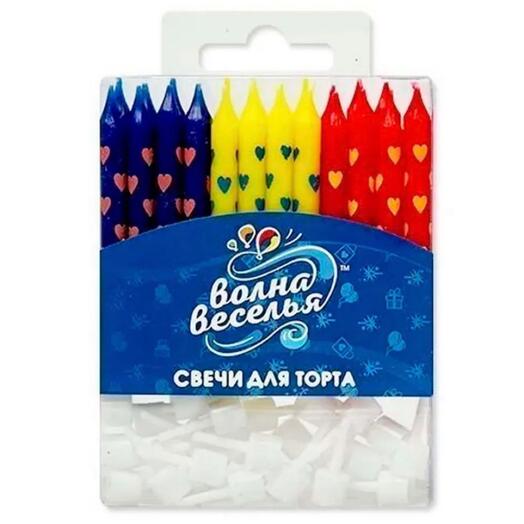 Свечи с держателем для торта, 24 шт