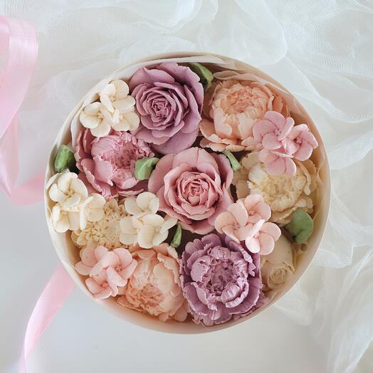 Цветы из зефира в коробочке на день рождения, праздник, в подарок