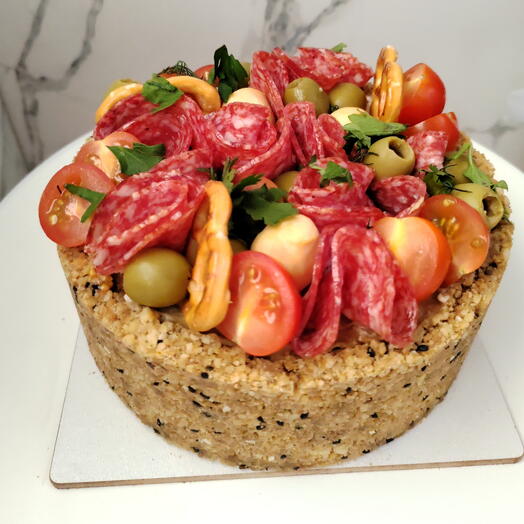 Торт закусочный. Чизкейк куриный жульен
