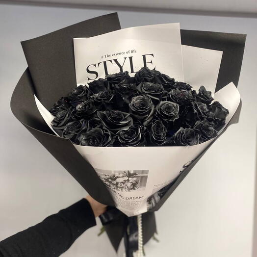 15 Черных Роз букет 🖤