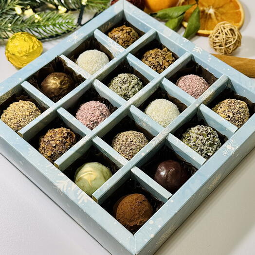 Набор шоколадных сырных и фруктовых трюфелей, 16 шт