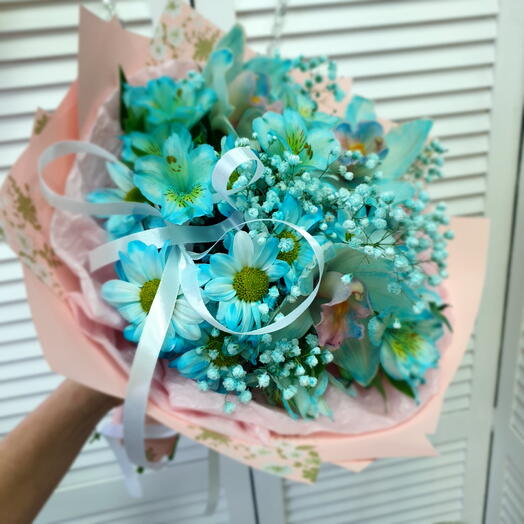 Букет с орхидеями Аквамарин💙