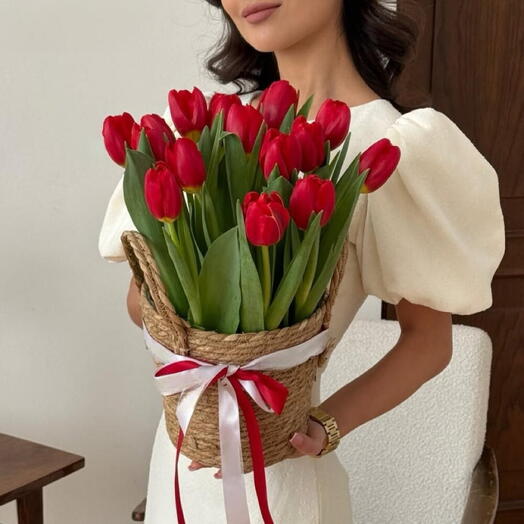 Тюльпаны в корзинке S размер