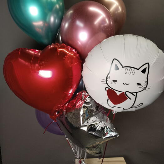 Набор геливых шаров с сердцем и звездой "Для тебя!"