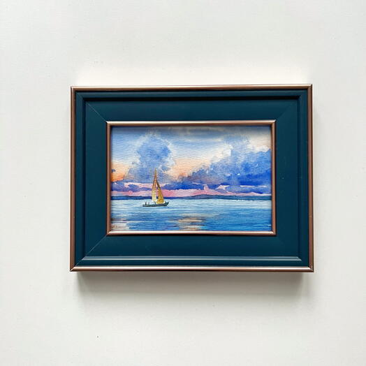 Картина акварелью «Морской пейзаж»