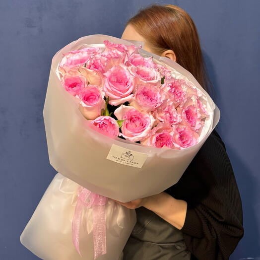Букет розовых роз 21 шт💝