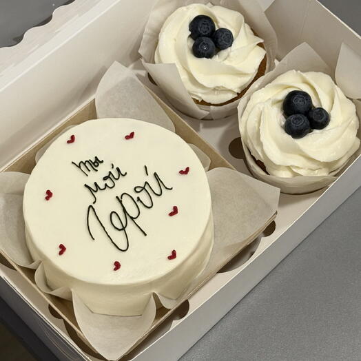 Бенто торт + 2 капкейка на 23 февраля