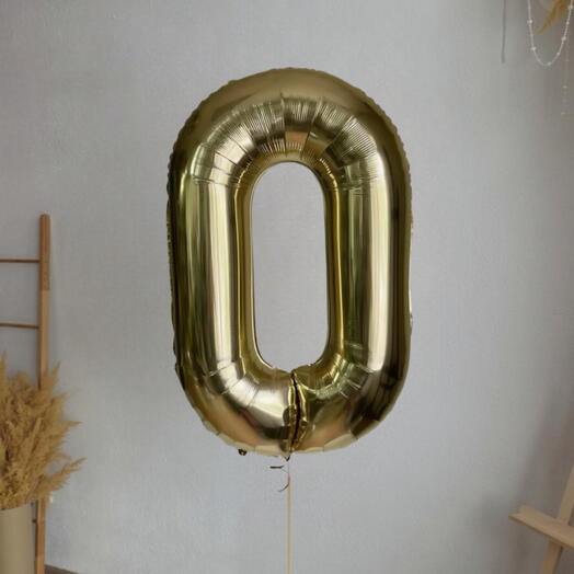 Шар Цифра белое золото 0