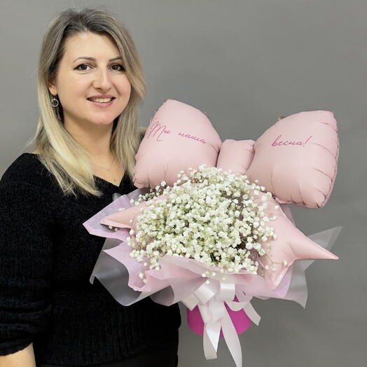 Гипсофила с бантом розовая
