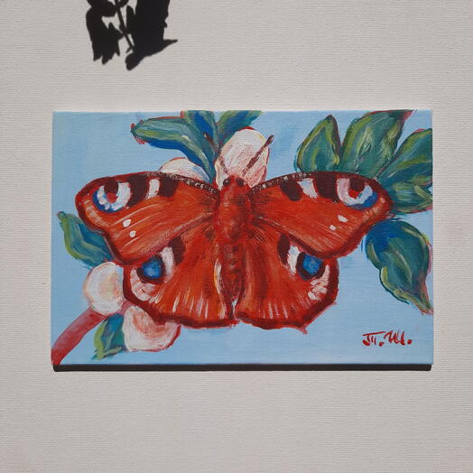 Картина "Бабочка на цветущей вишне"