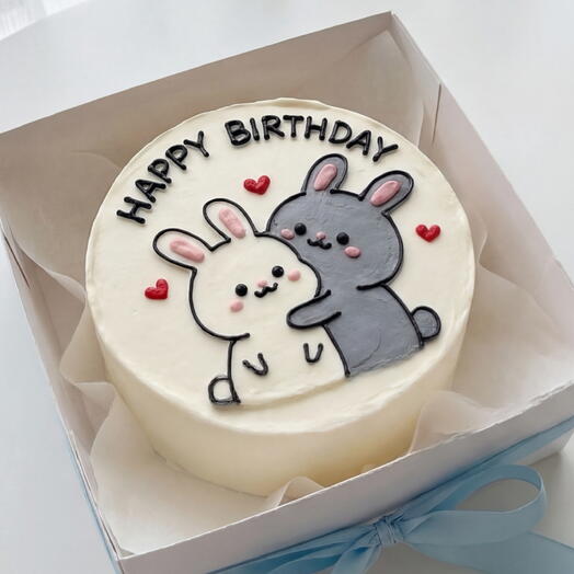 Милый бенто-торт с зайчиками «Happy Birthday», подарок любимой девушке