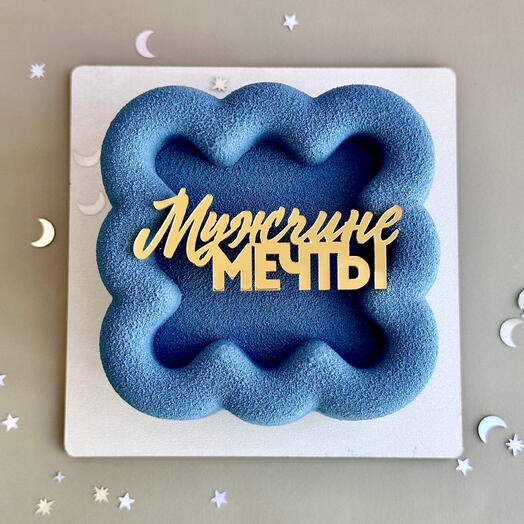 Муссовый бенто торт "Мужчине мечты" шоколадным велюром