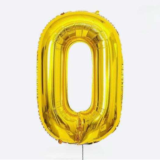 Фольгированная цифра «0» в золотом цвете, 102 см