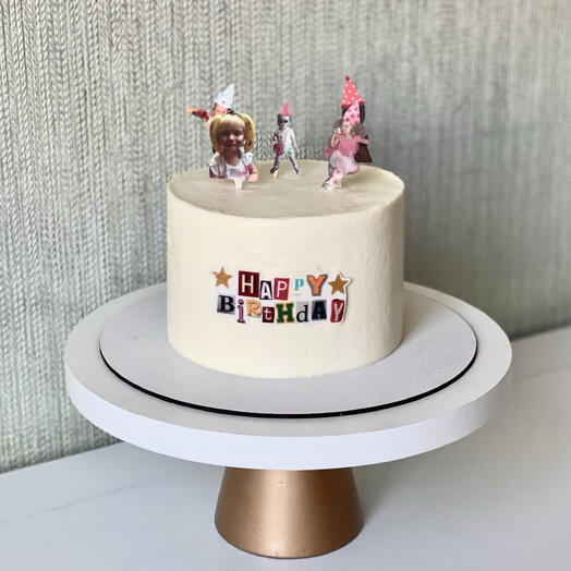 Торт на день рождения для девушки с фото и надписью happy birthday