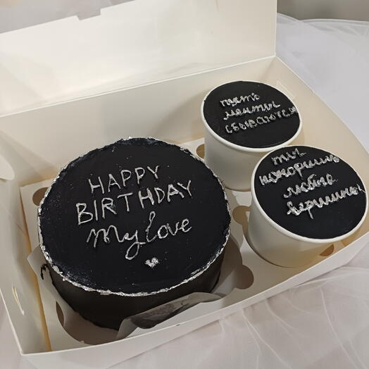 Бенто бокс: Бенто-торт "Happy Birthday my love" и 2 торта в стакане