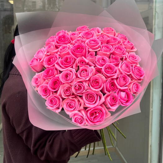 Букет из 51 premium яркой розовой розы 💖