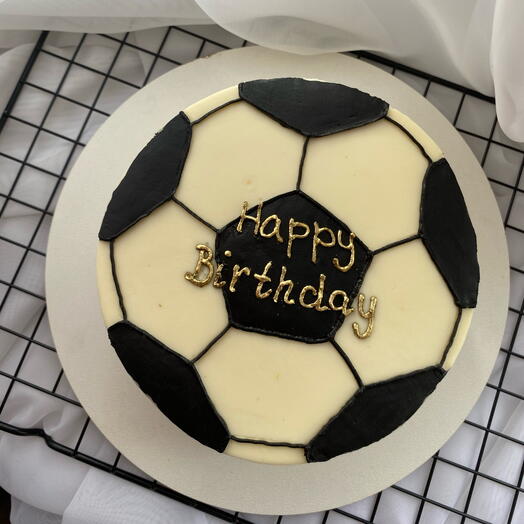 Торт на день рождения 1 кг, торт с футбольным мячом, торт happy birthday