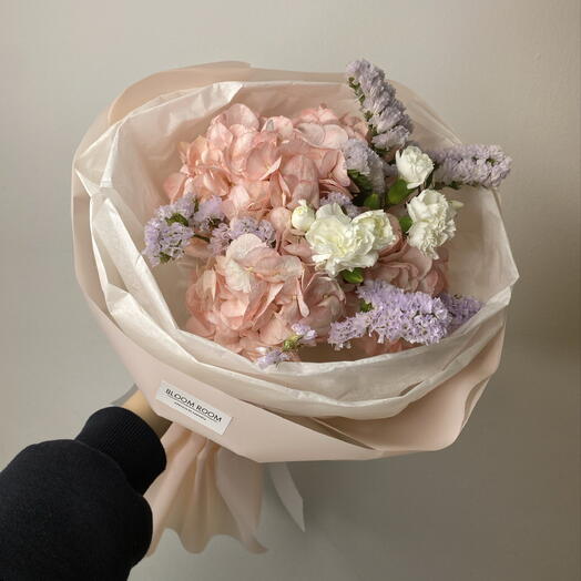 Миловидный букет «Bloom room»🌸 Гортензия, статица