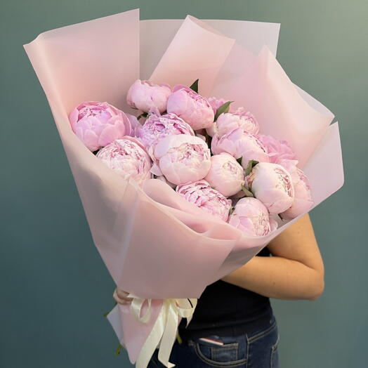 🎀15 пионов. Монобукет 🎀