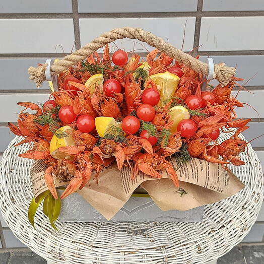 Царский улов🦞Подарочный бокс с Раками🦀 Мужской букет Вареные раки Морепродукты