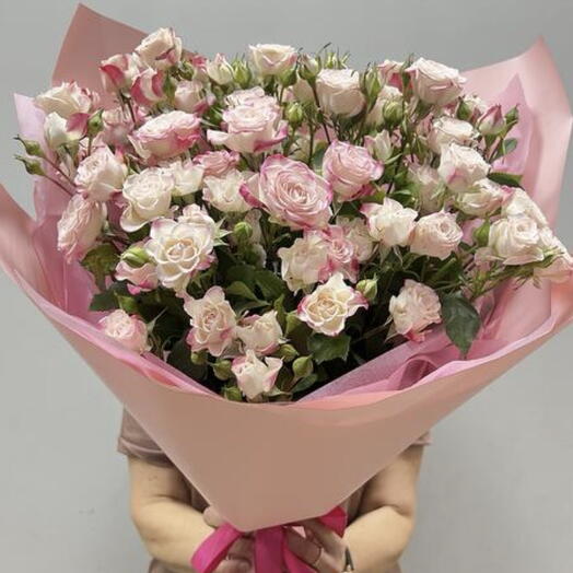 Нежный Моно Букет Признание Из Кустовой Розы