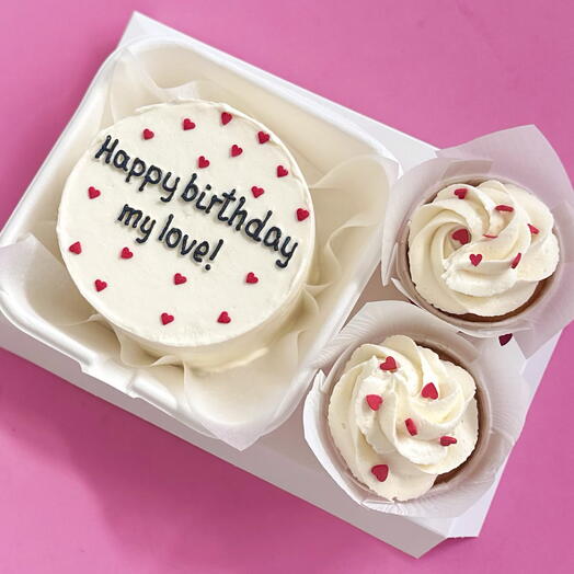 Бенто торт + капкейки на день рождения Happy Birthday my love