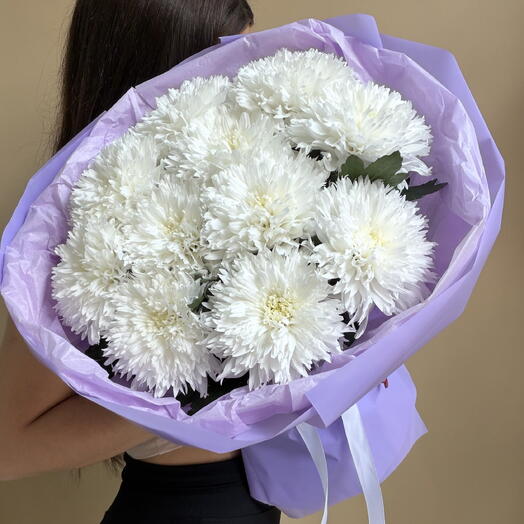 Моно из белых одноголовых хризантем
