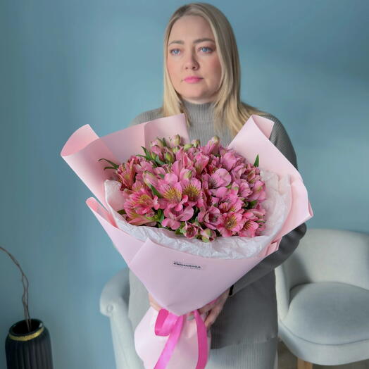 Букет из 15 розовых альстромерий «Розовая фантазия» 🌸 40295