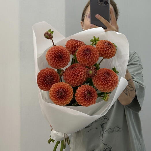 Летний монобукет из георгин 🧡🍊