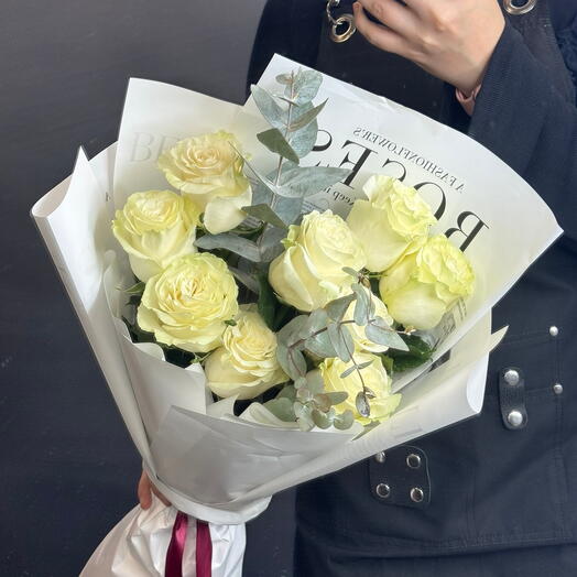 Букет из белых роз🌿🧚‍♀️