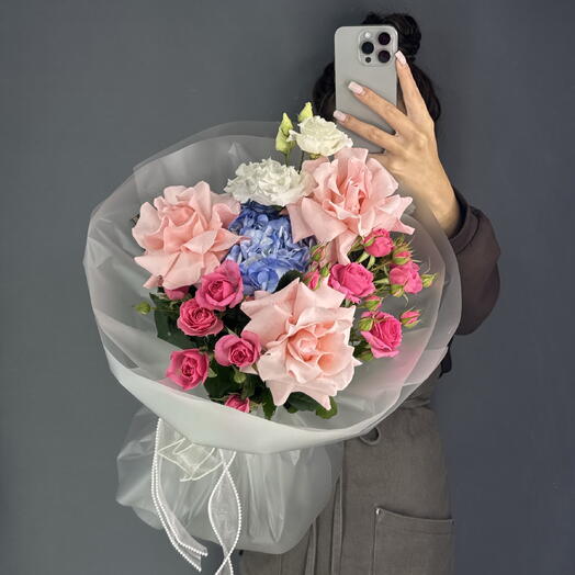 Авторский букет💕 Гортензия, Французская и кустовая Роза