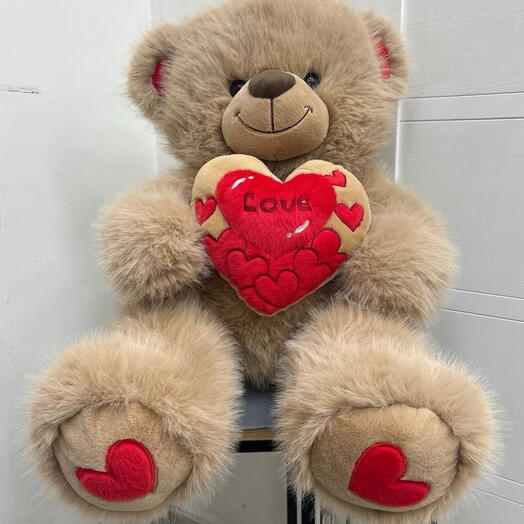 Плюшевый мишка с сердцем Love 70 см / Подарок девушке
