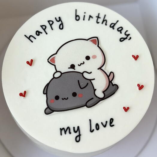 Бенто-торт с котиками happy birthday my love