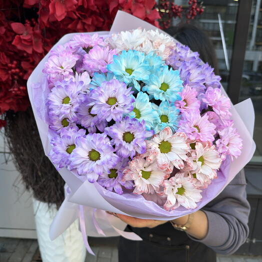 Букет из 7 хризантем «дофаминовый букет» 💐