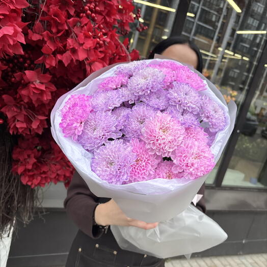 Нежный моно букет из хризантем 💜🌸