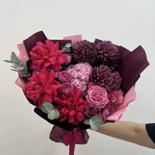 Авторский букет 💞 С хризантемой и пион розой