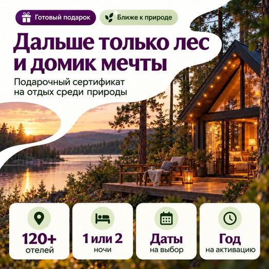 Подарочный набор  «Дальше только лес и домик мечты» (122 впечатления на выбор)