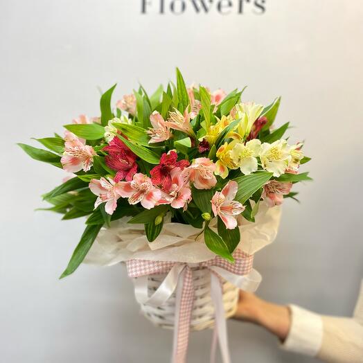 Basket with alstroemeria