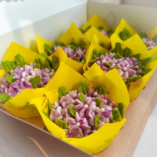 Капкейки "Букет гортензий" 6 шт