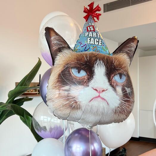 This is my party face grumpy cat helium balloon, 74 cm