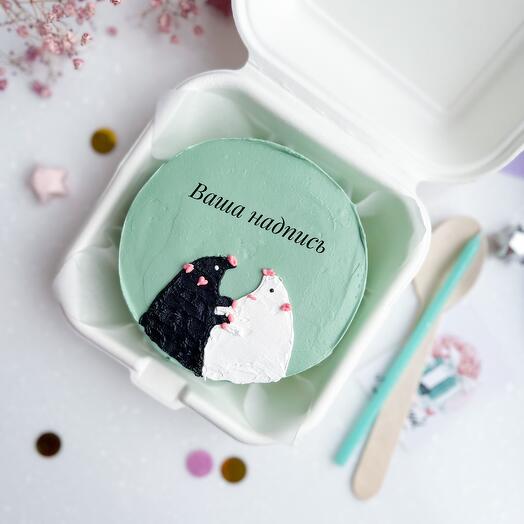 Pastel de ceto Bento con ratas y tu inscripción como regalo