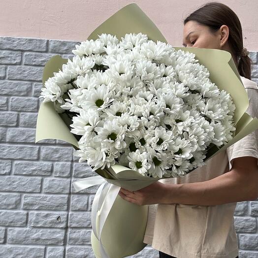 Букет из 15 белых ромашковых хризантем