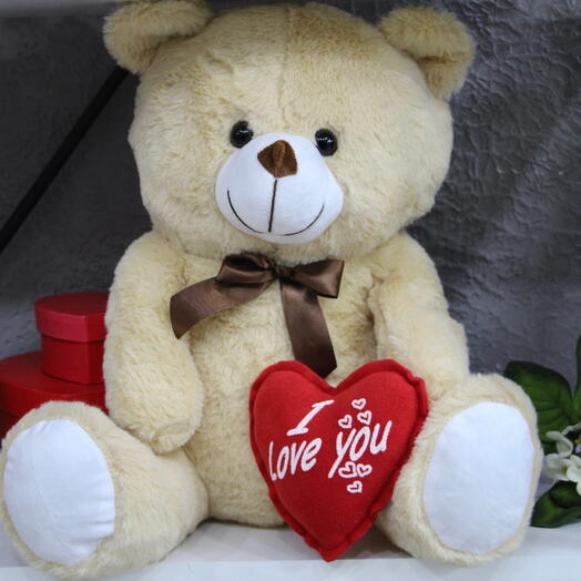 Beige Bear with heart I love you