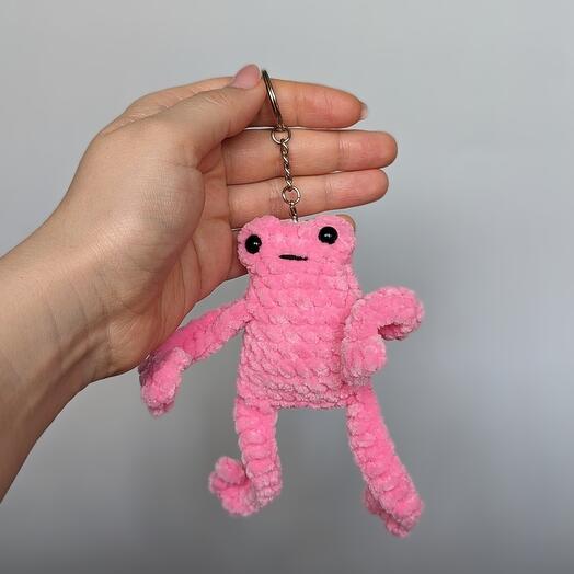 Брелок ручной работы - розовая длинноногая лягушка Leggy Froggy