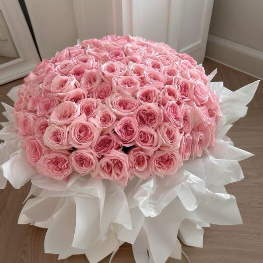Bouquet of 101 pink peony roses