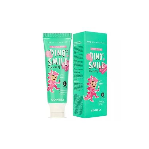 Consly Dino s Smile Kids Паста зубная гелевая детская с ксилитом и вкусом жвачки - 60 г