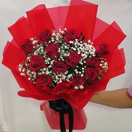 Thinking Of You:12 Stems Of Red Roses in a nice wrapping